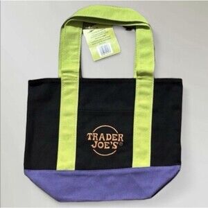 Trader Joe's Mini Tote Green/Black/Purple NWT